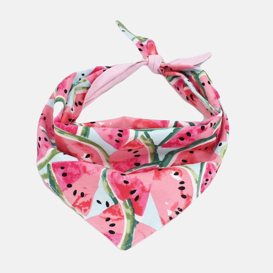 Free Sunday Personalized Watermelon Print Bow Tie Collar-100% Cotton Pink/Green