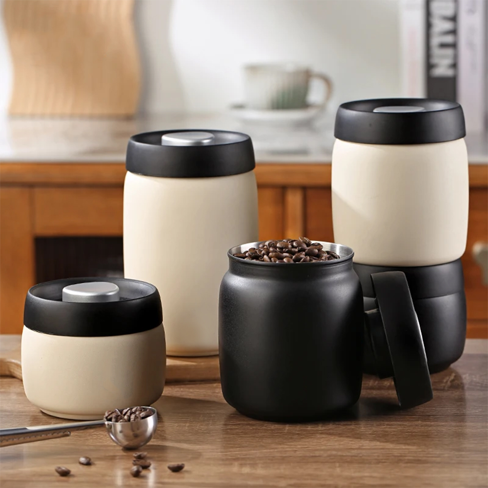 コーヒー密封缶ステンレス鋼手動真空保存容器ジャーキャニスターコーヒー豆屋外キャンプキッチンバリスタ