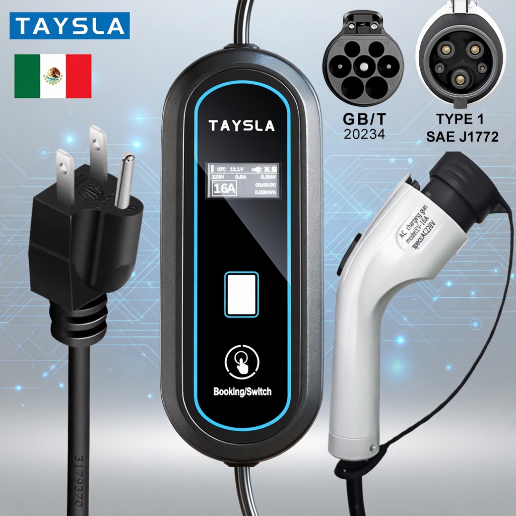 TAYSLA レベル 1 ポータブル EV 充電器 3.5kW 16A 120V NEMA 5-15 US プラグ GBT Type1 J1772 EV 充電ケーブル BYD、GWM EV 用