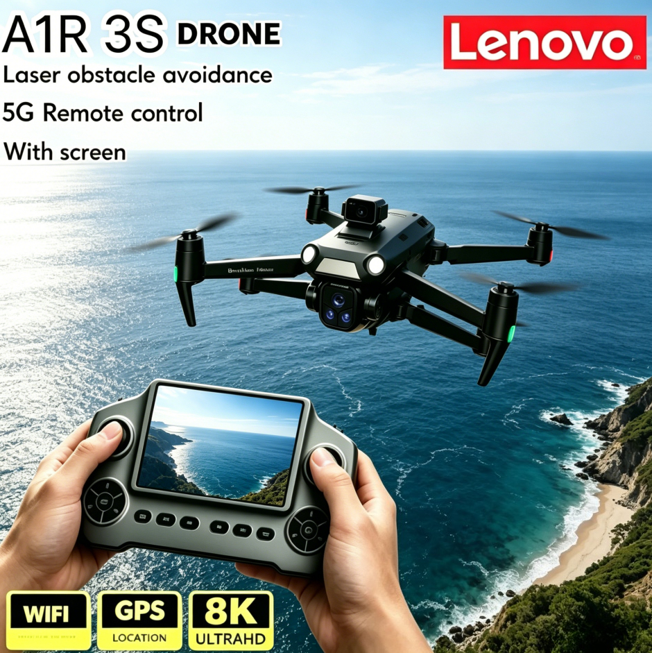 Lenovo A1R ドローン GPS 8K HD 5G WIFI FPV 折りたたみ式 Quadcopter ブラシレスモーター レーザー障害物回避 大画面リモコン