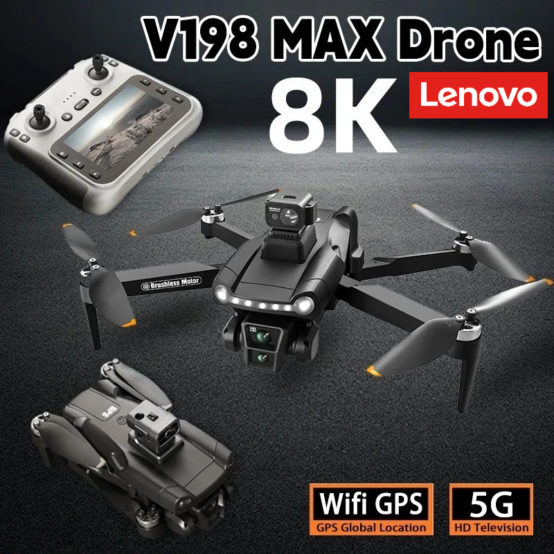 レノボ V198MAX ドローン GPS 8K HD 航空写真 4K デュアルカメラブラシレス Quadrotor レーザー障害物回避空中光学玩具
