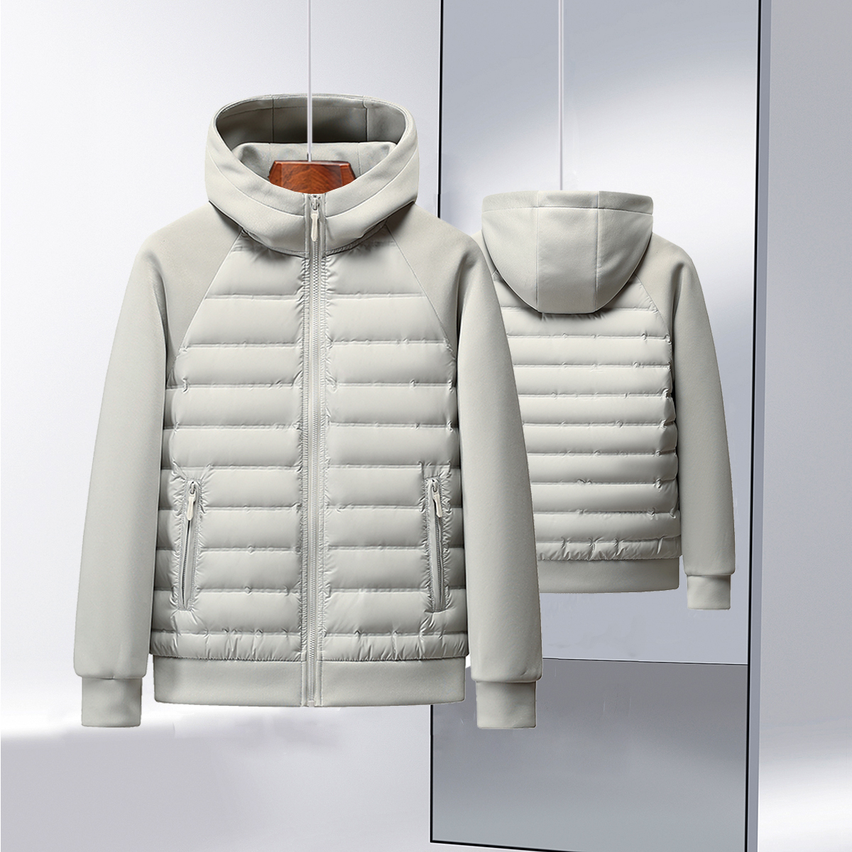 High-quality, Fashionable and Stylish Winter New 90 White Duck Down Hooded Light and Thin Spliced Down Jacket for Both Men and W