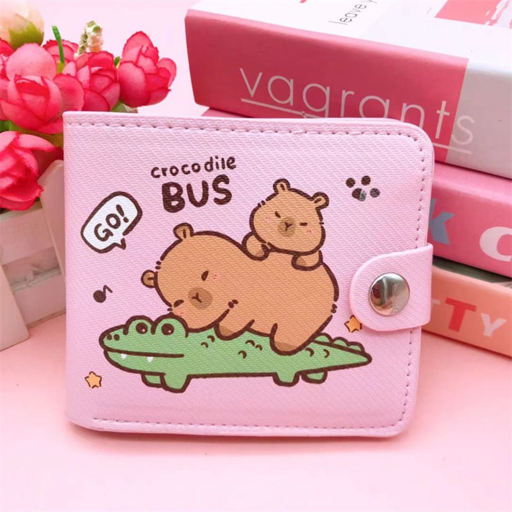 新しいカピバラ小銭入れ Pu レザー漫画ショート財布ボタン付きマネーバッグ女性女の子