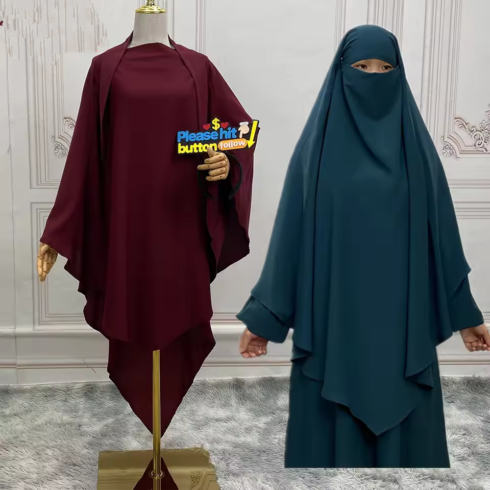 イスラム教徒の女性のオーバーヘッドキマールロングスカーフラマダンイード祈りの衣服アミラフード付きニカブニカブイスラムブルカアラブスカーフカフタン