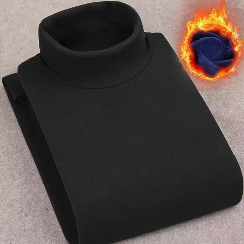 冬メンズ高品質ハーフタートルネックベルベットトップ長袖無地男性服両面ベルベット熱 Underwer