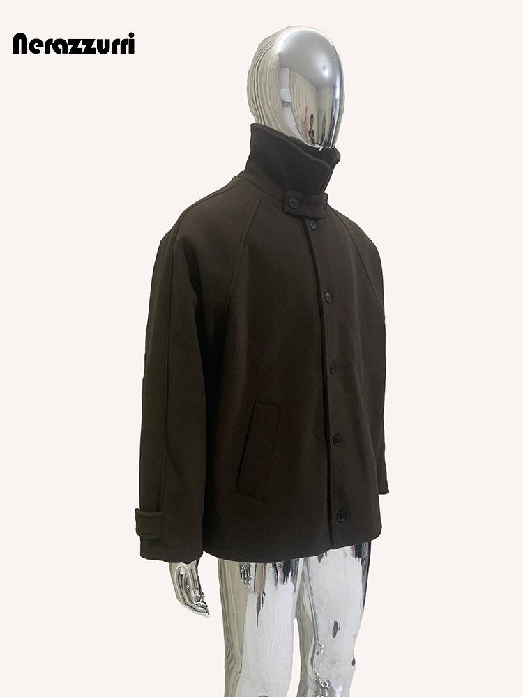 Mauroicardi 秋冬暖かい厚いウールコート男性シングルブレスト高級エレガントシックなウールブレンド紳士服 2026