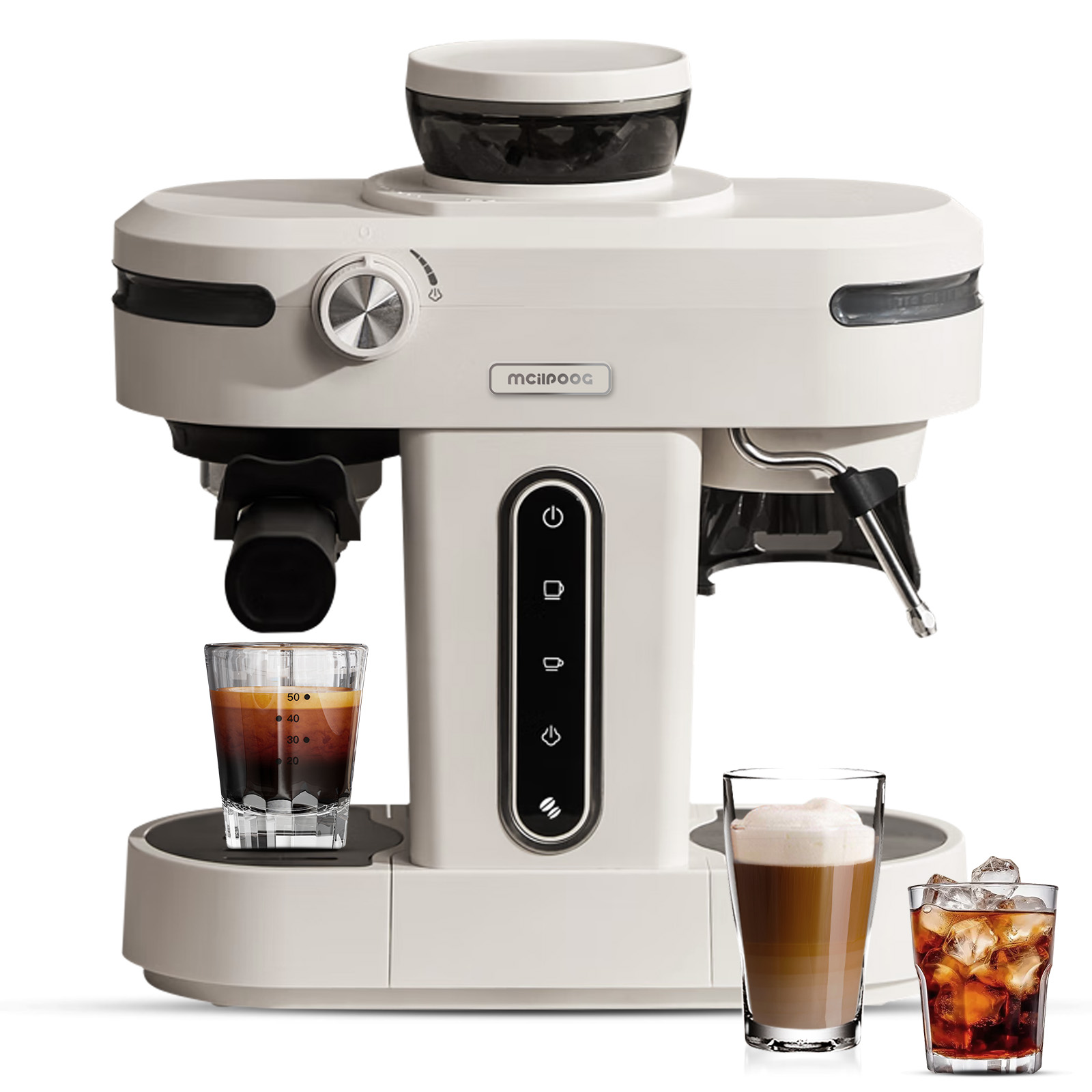 Mcilpoog AC510 19Bar 半自動コーヒー エスプレッソ マシン グラインダー付き