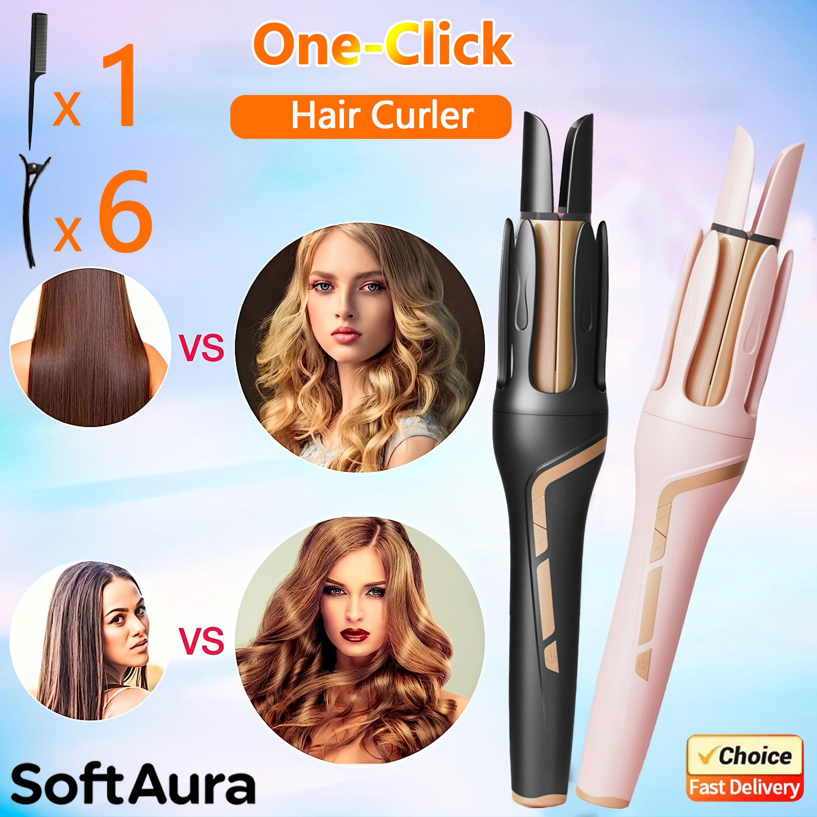 SoftAura 自動ヘアアイロン 32 ミリメートルラージバレルビッグウェーブスタイリングツールダメージフリーヘア長持ちカールホームトラベル使用