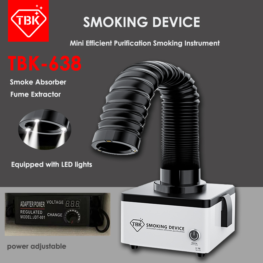 TBK-638 ミニ効率的な浄化喫煙器具はんだごて吸煙器 ESD ヒューム抽出器 LED ライト 110 V/220 V