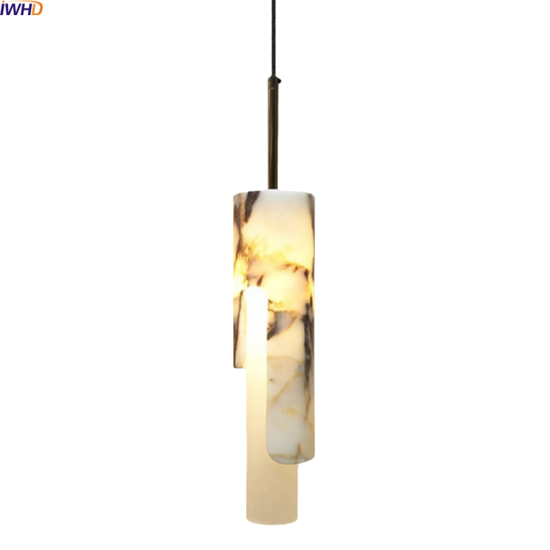 IWHD 大理石アクリル LED ペンダント照明リビングルームキッチン寝室の家わびさびスタイルハンギングランプ照明器具サスペンション
