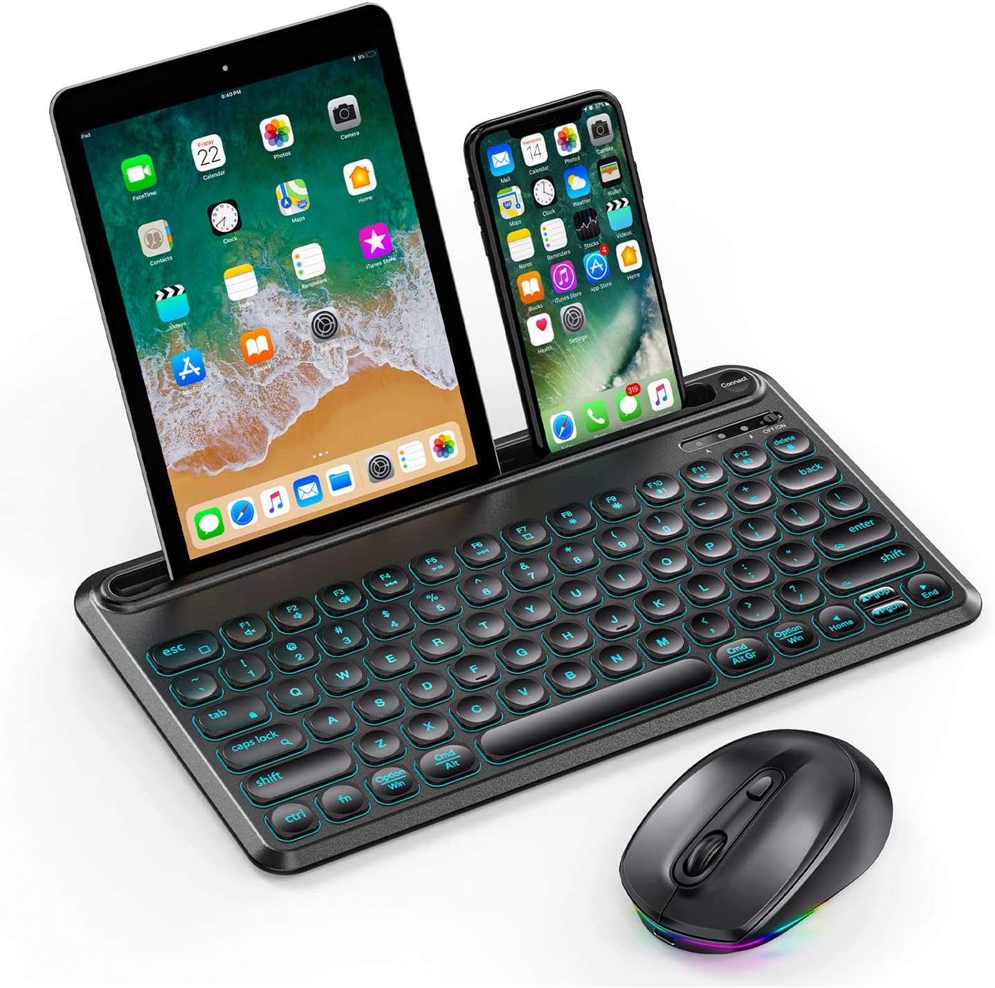 RGB ブラックライト Bluetooth ワイヤレス キーボードとマウスのコンボ Mac OS iPad iPad Air iPad Pro タブレット Android 携帯電話ラップトップ PC 用