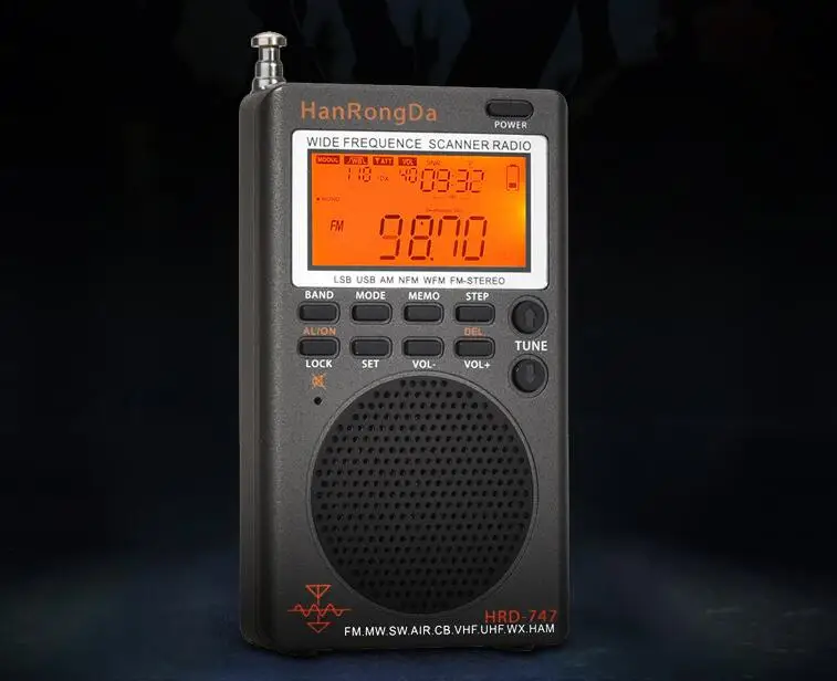HanRongDa HRD 747 ポータブルラジオ FM/MW/SW/SSB/LSB/AIR/CB/VHF/UHF/UBD/WX フルバンドミニラジオ受信機ステレオ