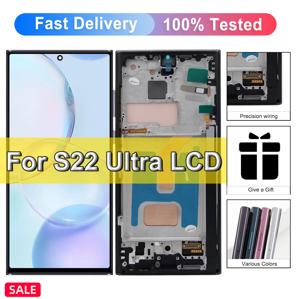 TFT S22 Ultra ディスプレイ Samsung Galaxy S22 Ultra Lcd ディスプレイ フレーム付き S908B S908U デジタルタッチスクリーン交換用