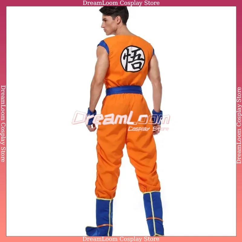 ハロウィン日本アニメ大人オレンジスーツ孫悟空コスプレ衣装アニメ男性スーパーヒーロージャンプスーツロールプレイコスプレアニメ