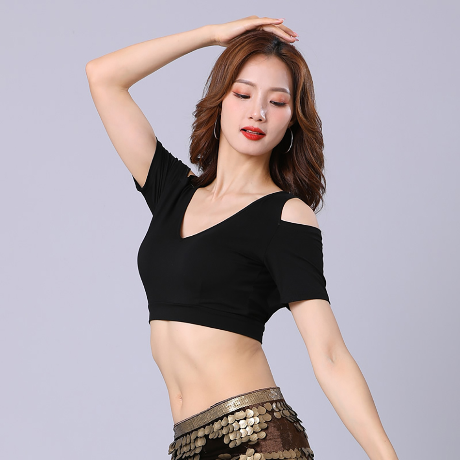 Belly Dance Accessories ATS Tribal Belly Dance Exercise Suit Choli V-Neck Large Backless Choli Modal Cotton Short Sleeve Top