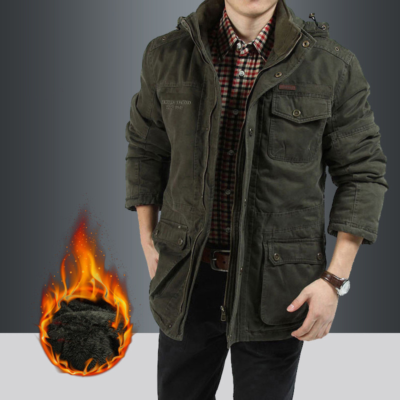 Winter Military Jacket Men Parkas Warm Thick Fur Collar Fleece Coats Cotton-Padded Windbreaker Jackets Overcoat Male Clothing