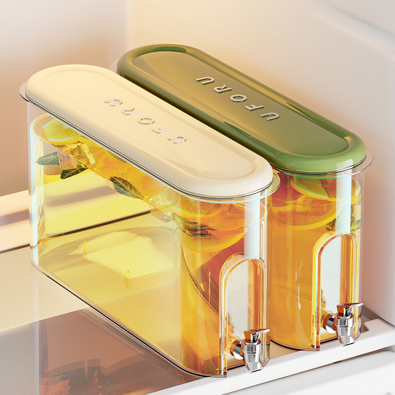 UFORU 冷水ボトル、食品グレードの大容量密封水容器、ホームキッチンアクセサリー、キッチンオーガナイザー