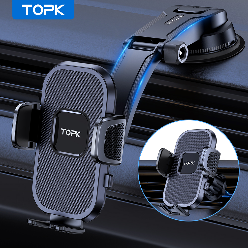 TOPK 自動車電話ホルダー重力スタンド iPhone Xiaomi Samsung 車モバイルサポートダッシュボードフロントガラスエアベント電話マウント
