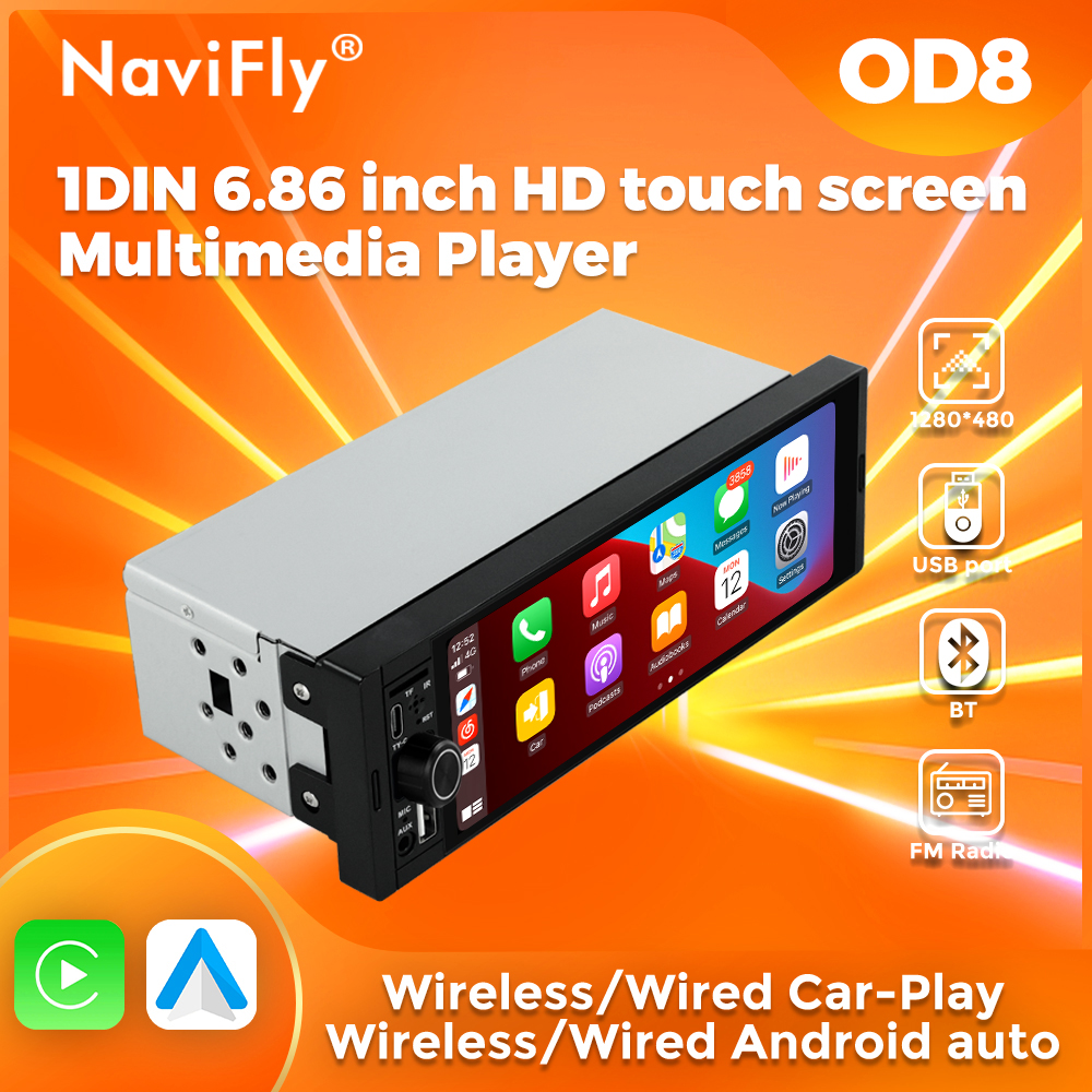 NaviFly 6.86 インチユニバーサル FM Carplay Android オートカーラジオオートラジオマルチメディアプレーヤーカーステレオ MP5 プレーヤーカメラ DVD なし