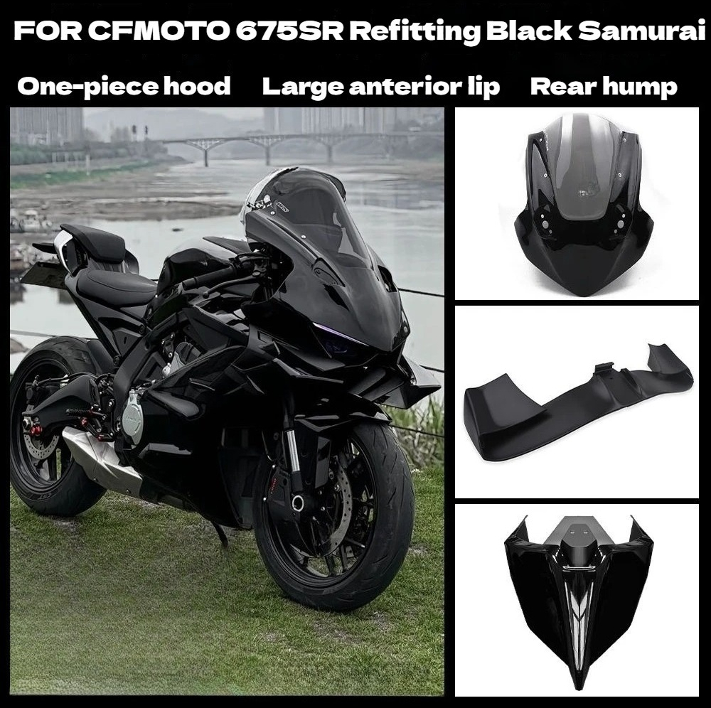 cfmoto 675SR 修正ブラックナイトフロントガラスディフレクターエアディフューザーボディキットポストキャバルクレストサイドウイングリップリアホーン