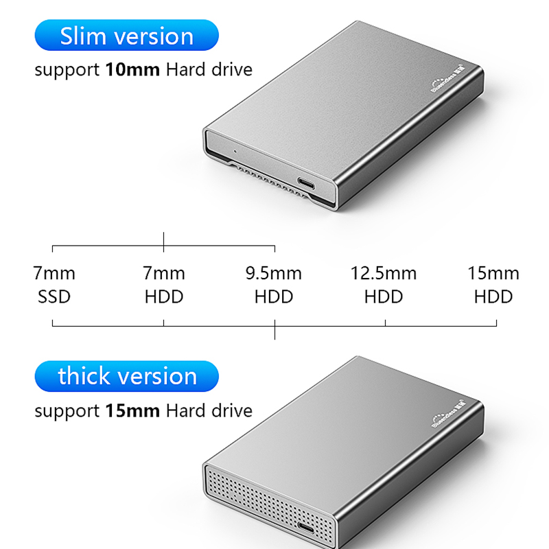 Blueendless アルミケース HDD エンクロージャ 2.5 インチ外部 SATA ハードドライブエンクロージャ USB 3.1 タイプ C Hdd エンクロージャラップトップ用