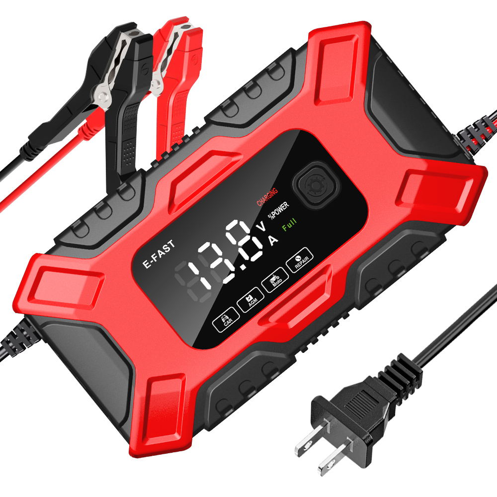 スマート 12V/6A カーバッテリー充電器、トラック、マリン、鉛蓄電池、自動車ボート用