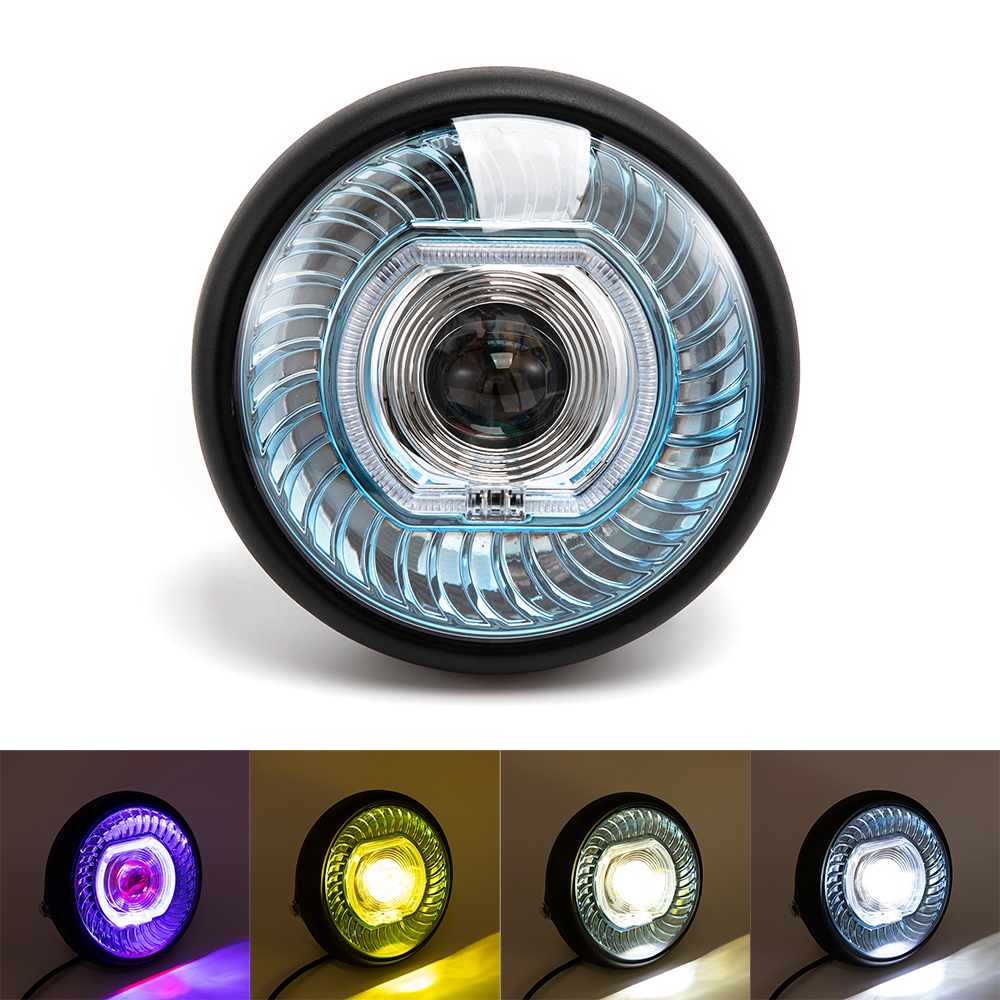 ユニバーサル 7 "LED オートバイヘッドライト DRL ヘッドランプホンダヤマハスズキカワサキ 7.5 インチランプアクセサリー