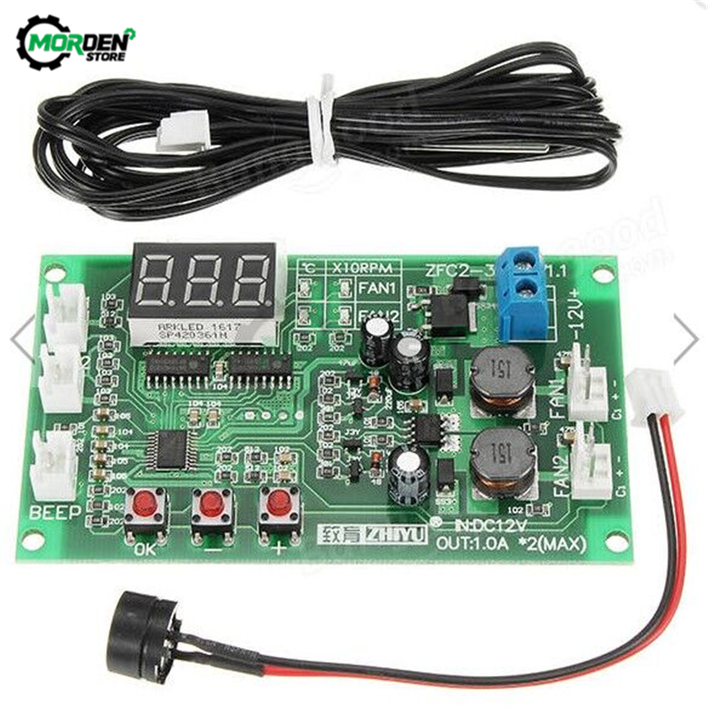 12V デュアルウェイ 3 線式ファン LED インテリジェントデジタル温度サーモスタットガバナスピードコントローラスイッチ防水 NTC モジュール