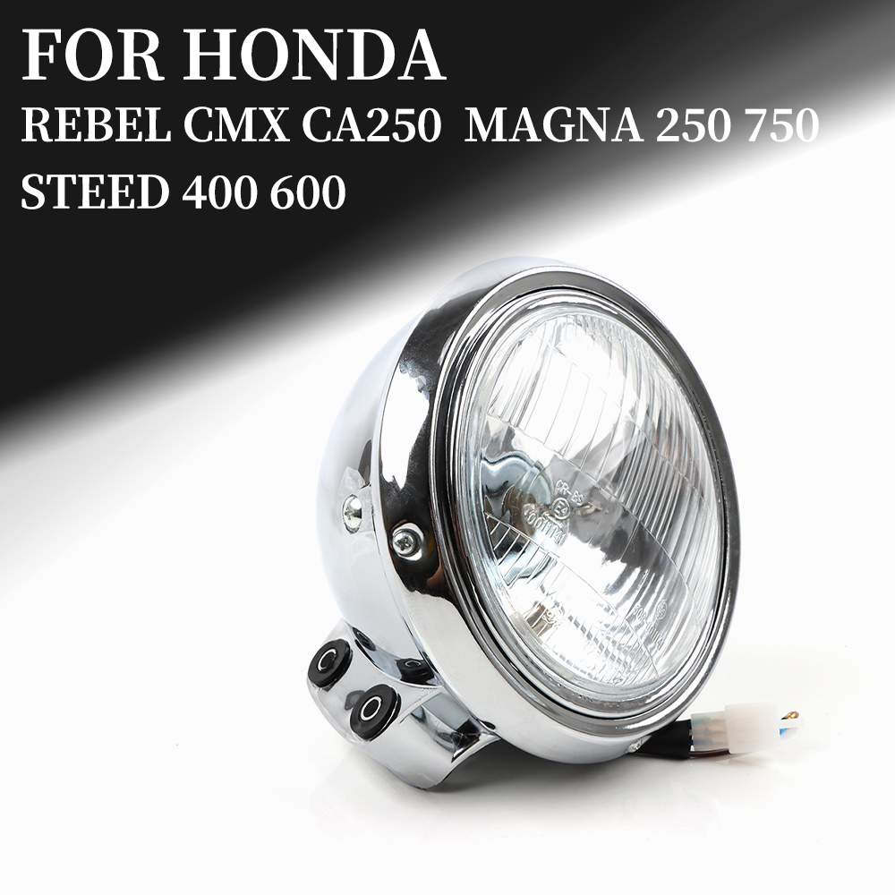 ホンダ反乱 CMX CA 250 CA250 マグナ 250 750 スティード 400 600 オートバイレトロクロームラウンドヘッドライト 12V ヘッドランプヘッドランプ