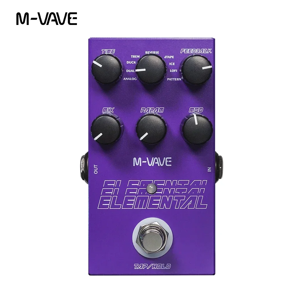 M-vave Elemental デジタル ディレイ ペダル 9 種類のディレイ ギター エフェクト ディレイ ギター ペダル TAP および HOLD モードのサポート