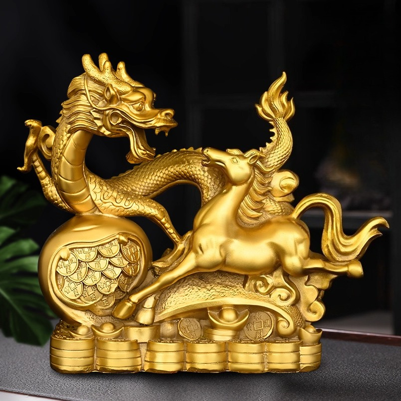 中国の銅のドラゴン馬の精神の装飾品馬細工の家庭用リビング装飾ギフト