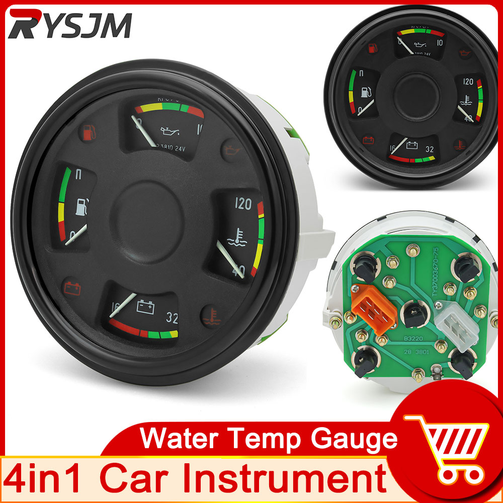 150 ミリメートル 4 で 1 ゲージ水温計油圧燃料レベル電圧計 24V 自動車マリンモーター警告インジケータカスタマイズ