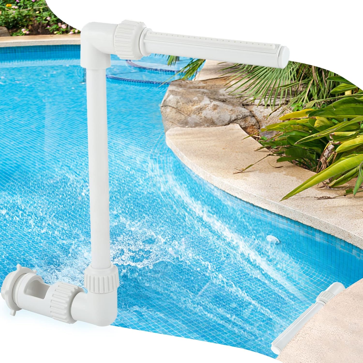 1 セット調整可能なスイミングプール滝噴水ノズルチューブコネクタヘッド水池ジョイントフロートスプレー PVC ガーデン屋外スパ
