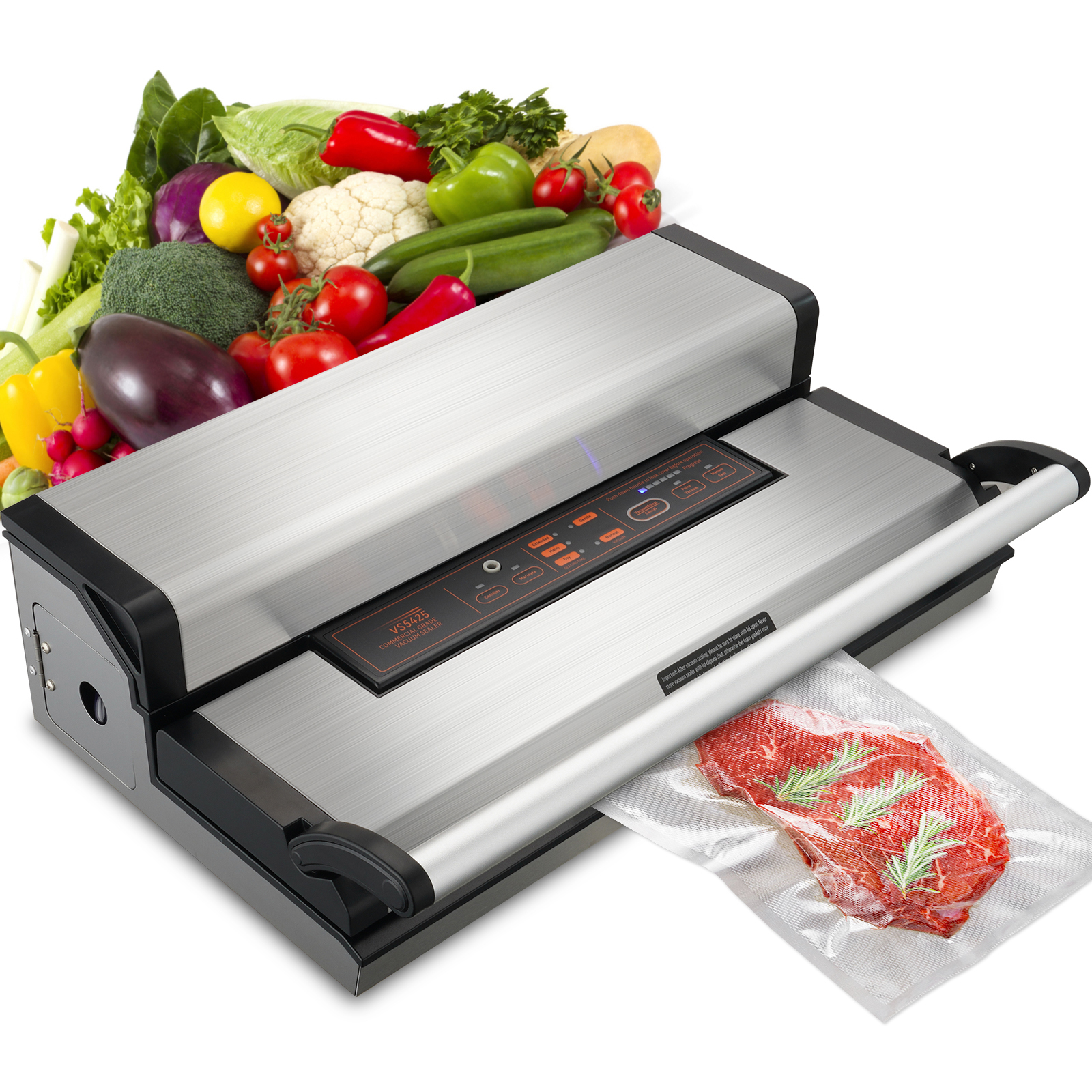 SucceBuy 業務用真空シーラー機 多機能自動食品包装 バッグロールストレージカッター付き 家庭用キッチン用