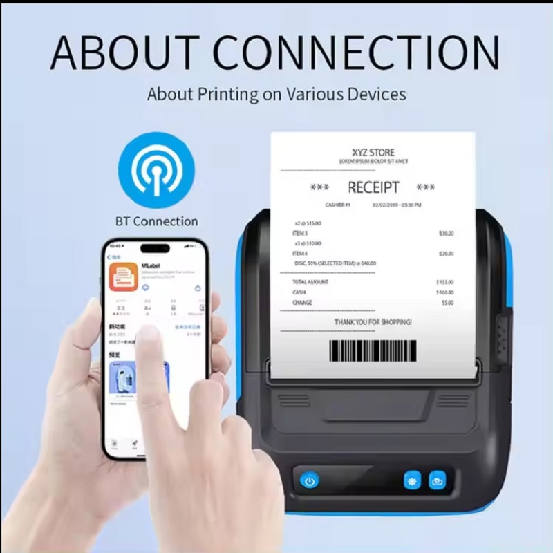 MHT-P29L 効果的なモバイルポータブルプリンタ 80 ミリメートルワイヤレス Bluetooth 80 ミリメートルラベルレシートプリンタ付箋値札ミニポータブル