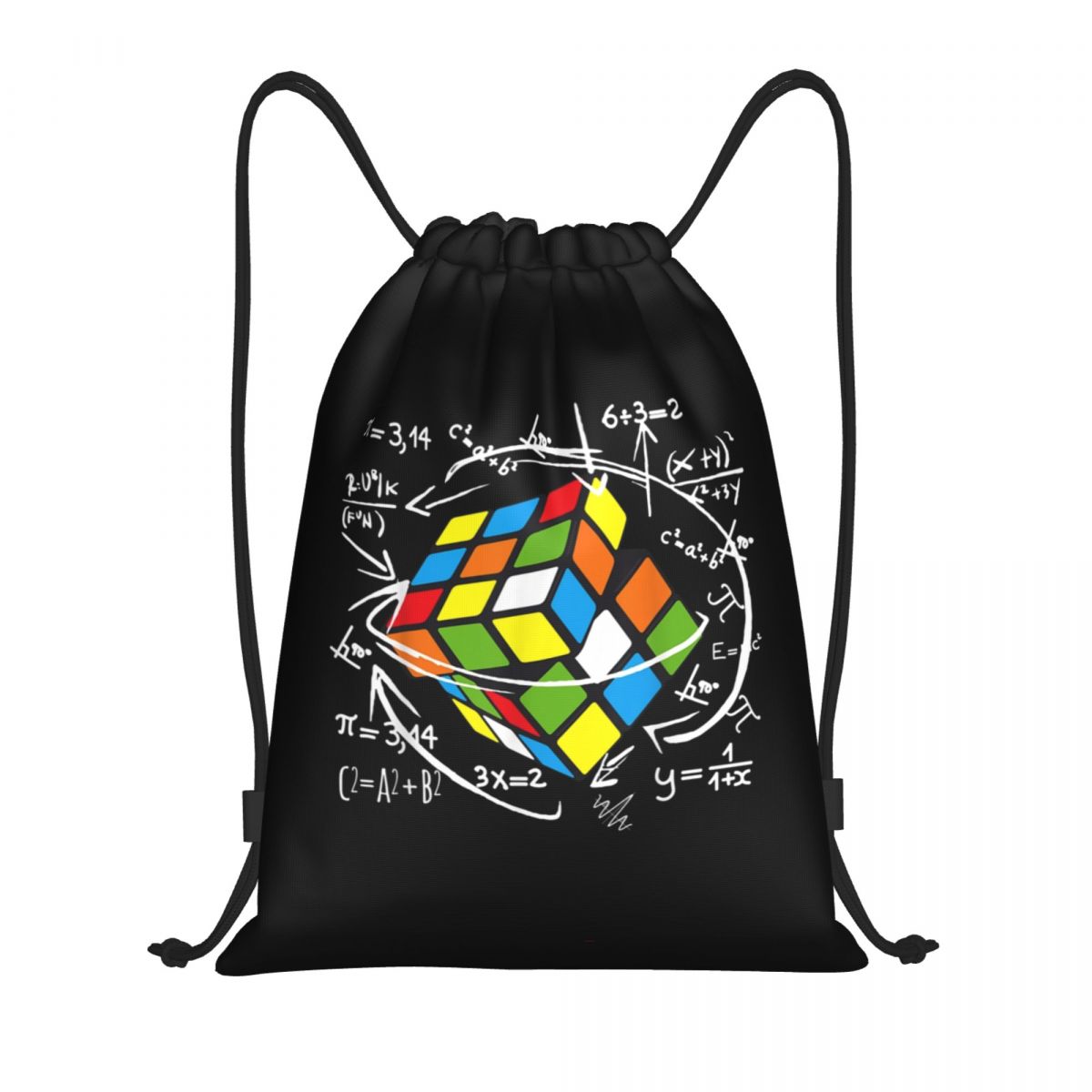 数学ルービック Rubix ルービックスプレーヤーキューブ巾着バックパック女性男性スポーツジムサックパックポータブル数学愛好家ショッピングバッグ袋