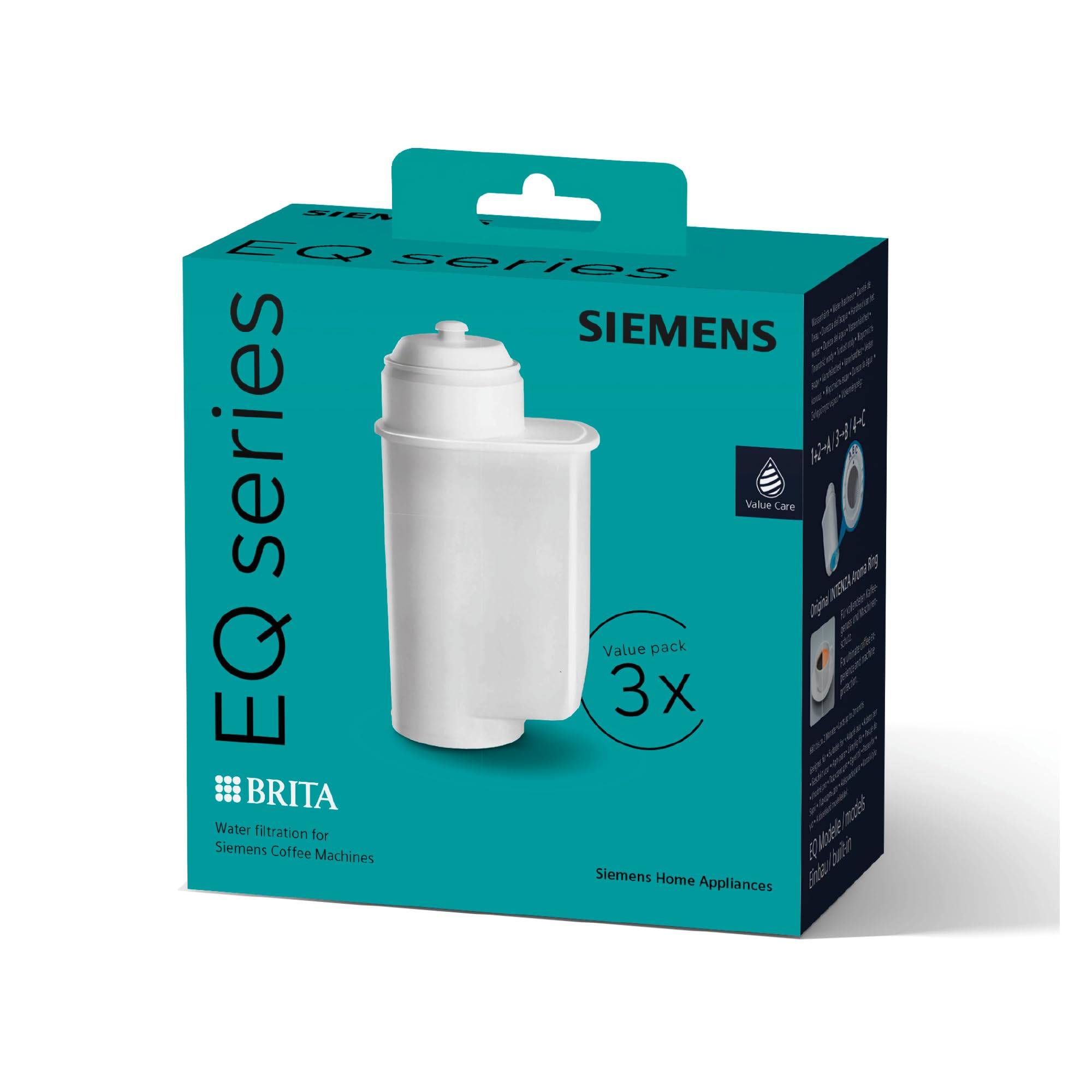 Siemens TZ70033A Brita Intenza ウォーターフィルター Bean to Cup エスプレッソマシン用、バリューパック、3 個パック、ホワイト