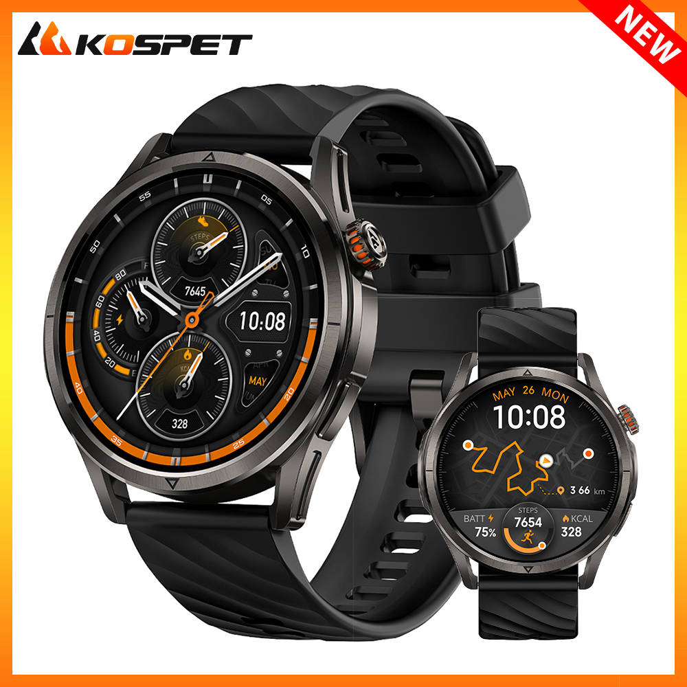 KOSPET MAGIC R10 スマートウォッチ男性用デュアルバンド GPS 5ATM IP69K 防水ステンレススチール 1.43 インチ AMOLED Android iOS 用