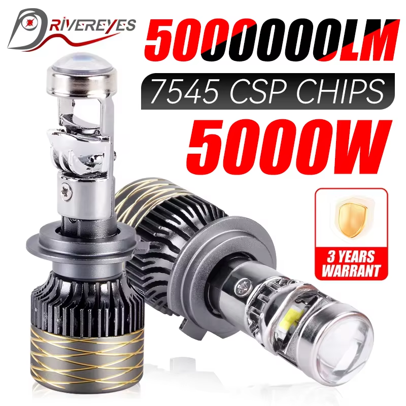 5000 ワット 5000000LM H7 H4 Canbus 車のヘッドライトミニレンズ H11 H8 9005 9006 HB3 HB4 LED プロジェクター電球 6000 18K 自動車オートバイミニレンズ