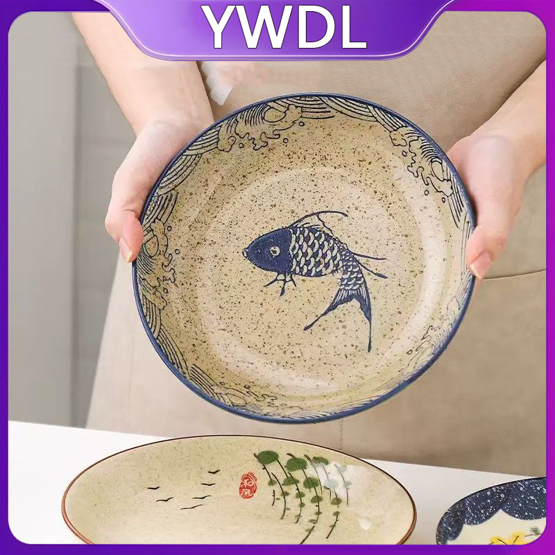 YWDL 8 インチ日本のデザートサラダディナープレートセラミックパスタケーキサービングディップソース皿手描き食器