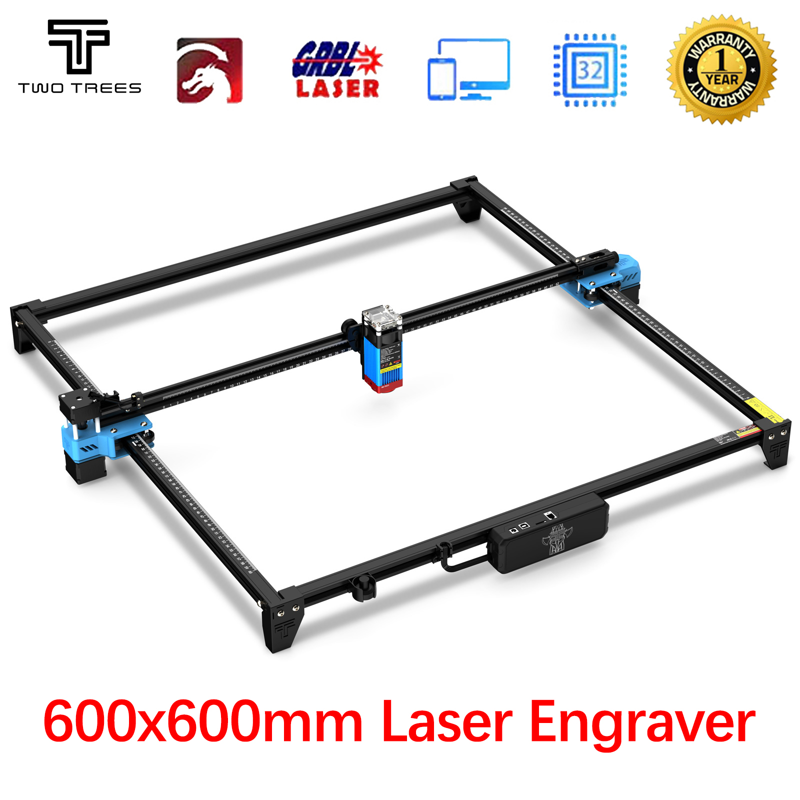 TwoTrees 600 × 600 ミリメートルレーザー彫刻機 40 ワット/80 ワット TTS-55 プロアップグレードガラスアクリル Matel レーザー彫刻合板革切断