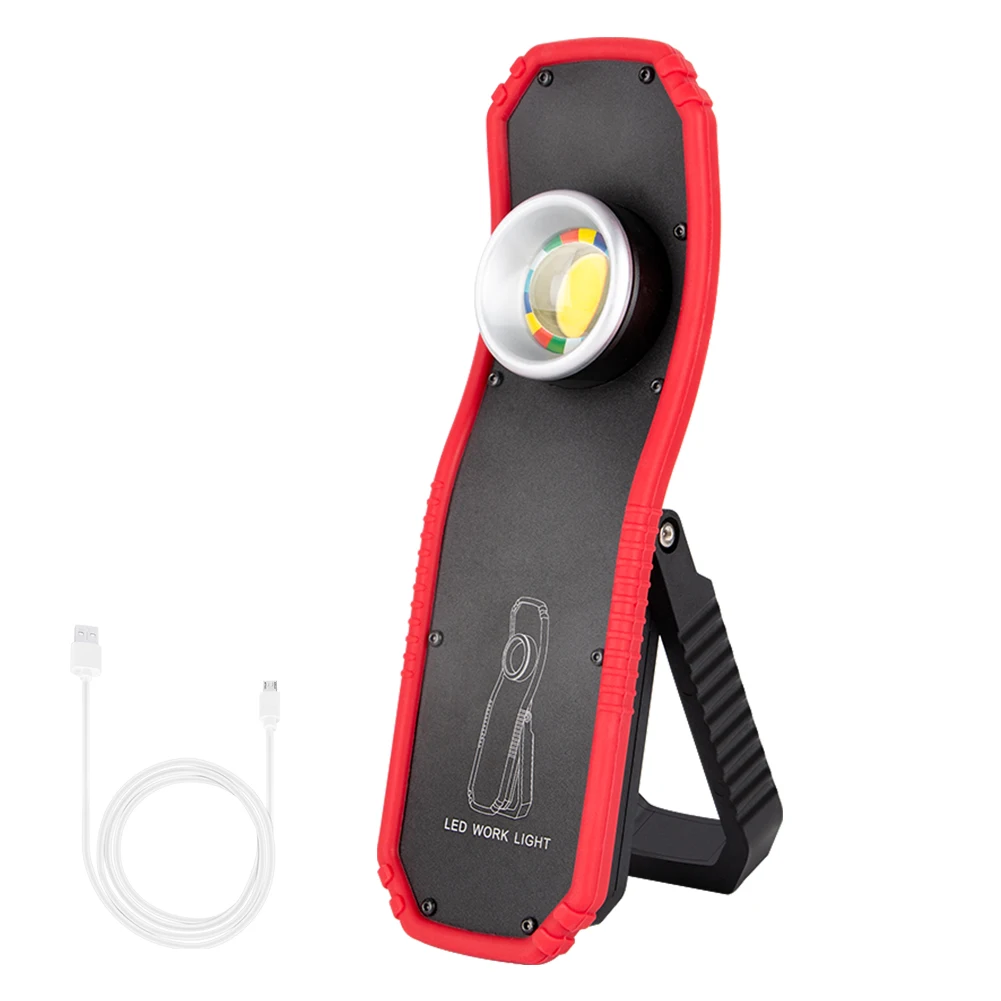 ポータブル LED COB 懐中電灯トーチ USB 充電式磁気ランタンキャンプ吊りフックランプ高低モード照明作業灯