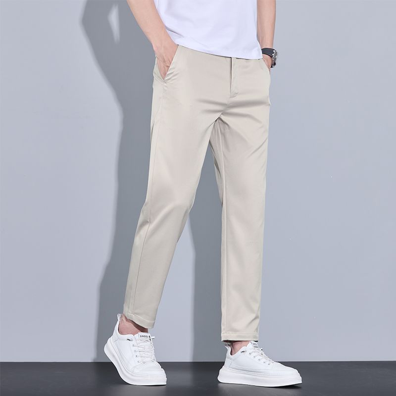 2026 春夏新作足首までの長さのパンツ男性ストレートフィットファッション薄型ブランド服無地カジュアルズボン男性 28-38