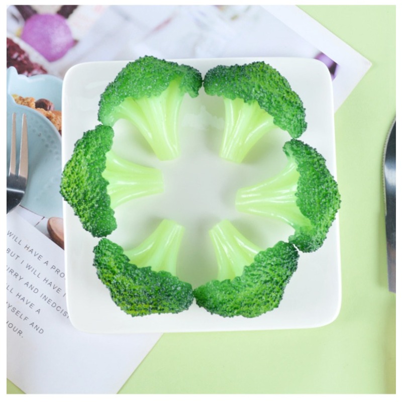 10 個シミュレーションブロッコリー偽食品野菜キッチン小道具秋の装飾ホテルレストランウィンドウディスプレイ家の装飾