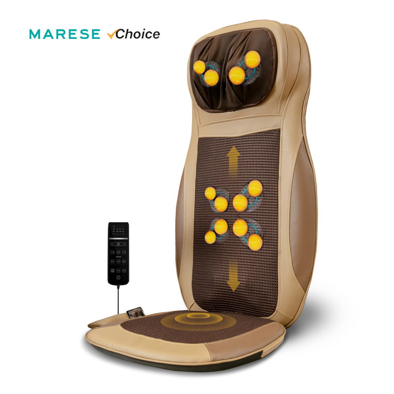 MARESE 電動シートマッサージネック指圧ヒートクッションボディフルバック混練ローリングマッサージチェアパッド高さ調整