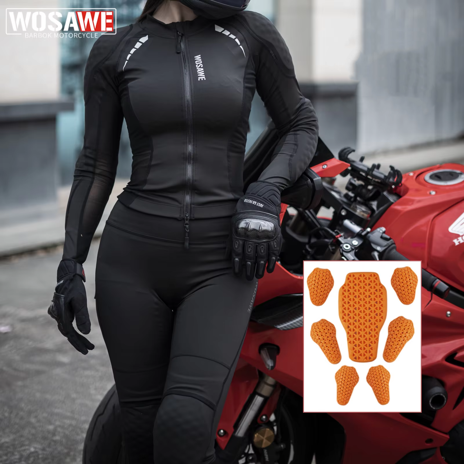 WOSAWE 夏通気性メッシュオートバイジャケット女性モト服女性バイカージャケットバイクレーシング服