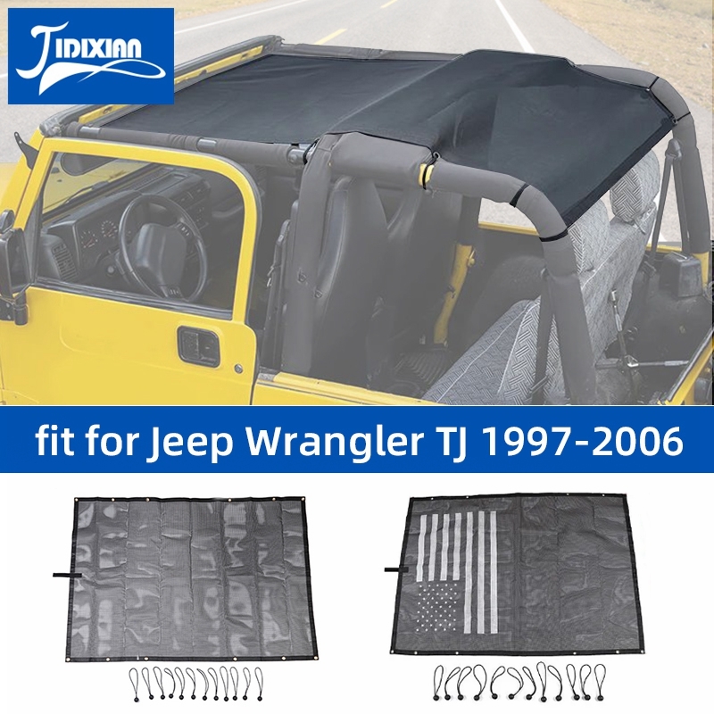 JIDIXIAN ジープラングラー TJ 1997-2006 車のトップサンシェードカバー屋根抗 UV 日焼け防止ネット断熱メッシュ