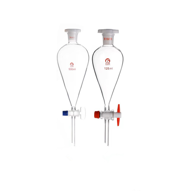 30ml～1000ml ラボ用ガラス製洋ナシ型分液漏斗 ユーリファイ精油化学実験分離用