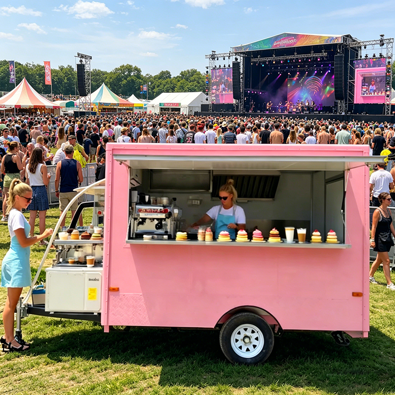 Mobile Food Trailer Retro Concession Cart Dessert Beverage Street Business Trailer
