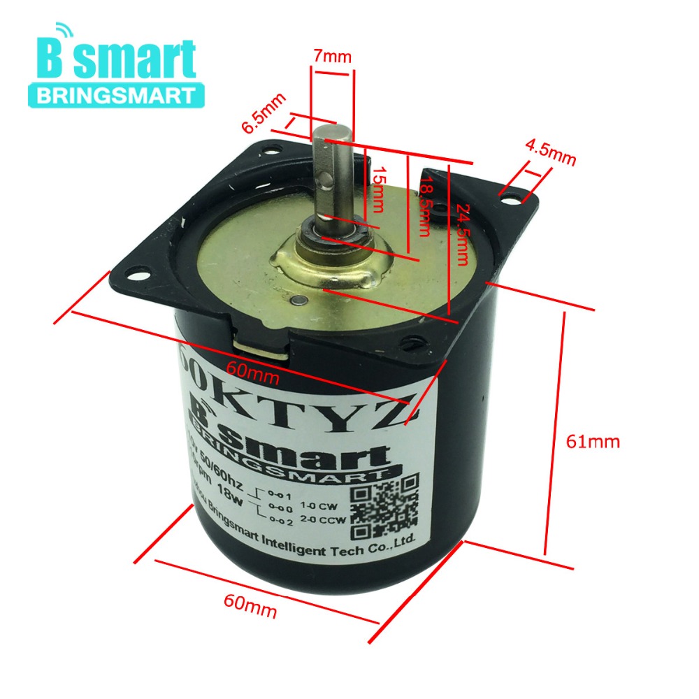 Bringsmart 110V 220V 同期 AC ギアモーターミニ電動モーター減速機バーベキュー卸売用低速メタルギアモーター